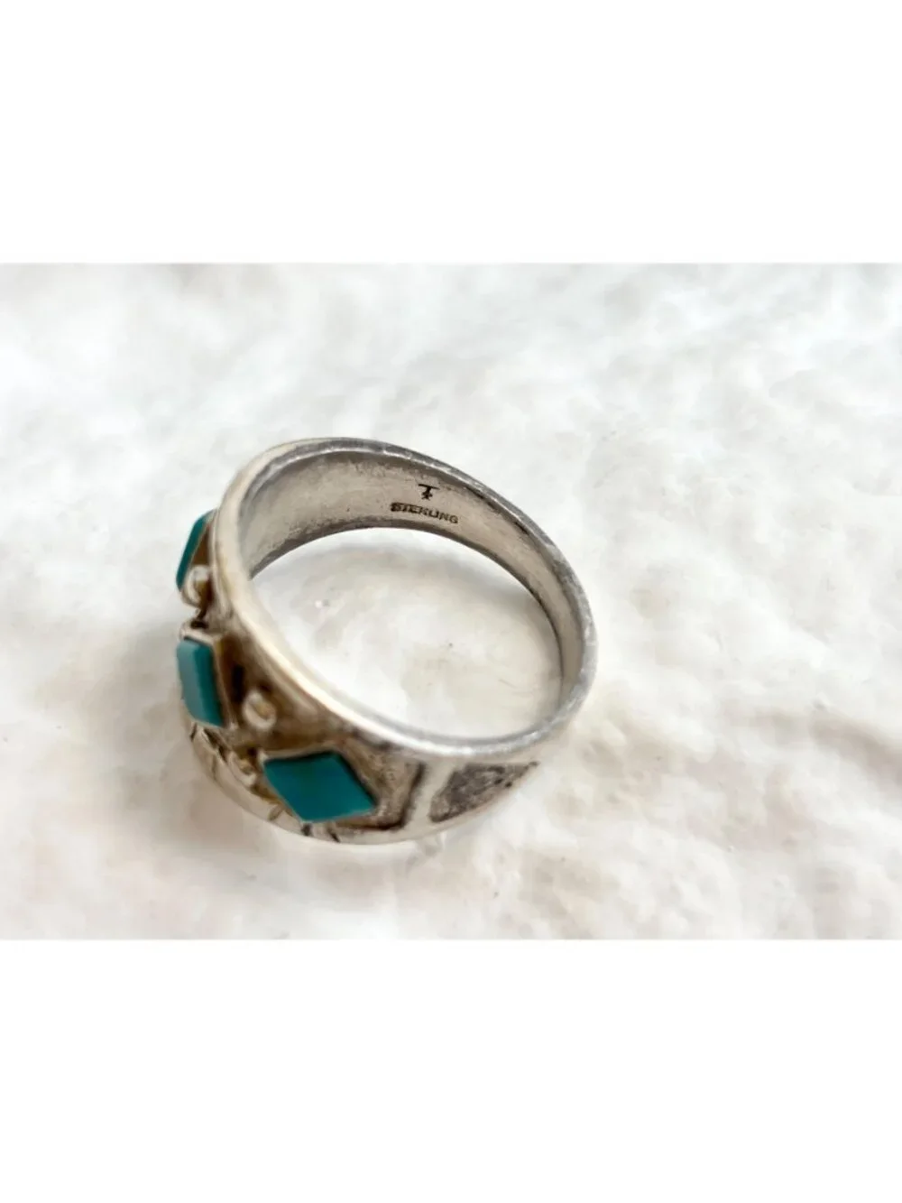 Bell Trading Post Turquoise Navajo Sterling Silver 925 Vintage Ring - sz 12.5